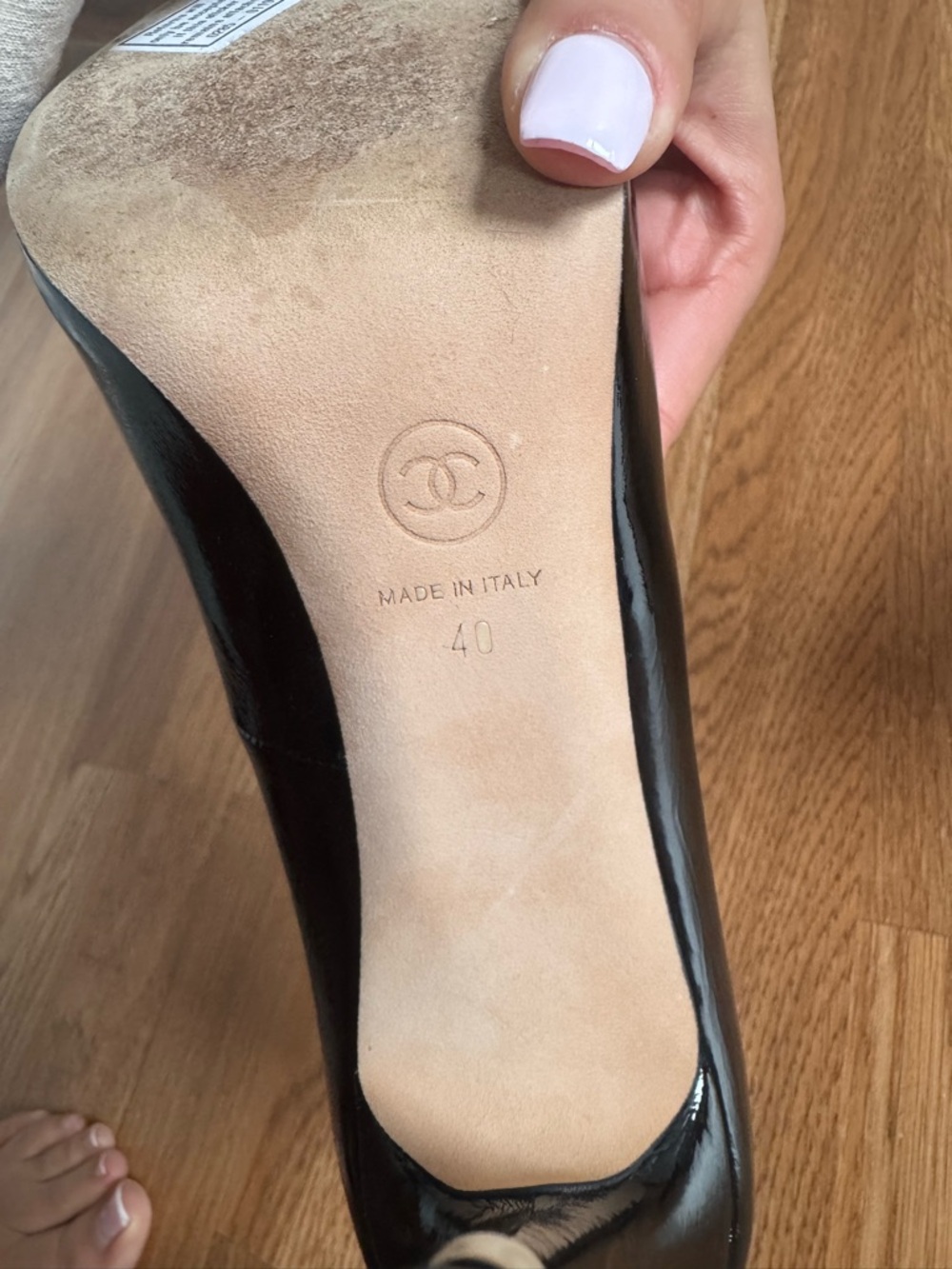 CHANEL Black Patent Leather Peep-Toe Heels - Picture 5 of 7
